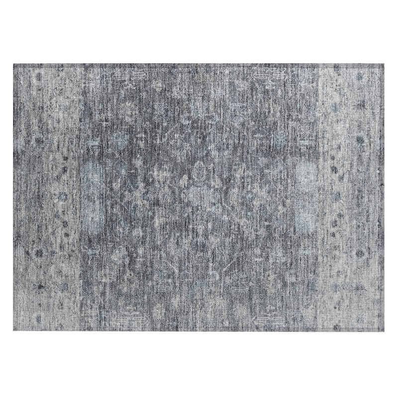 Machine Washable Indoor/ Outdoor Traditional Border Chantille Rug