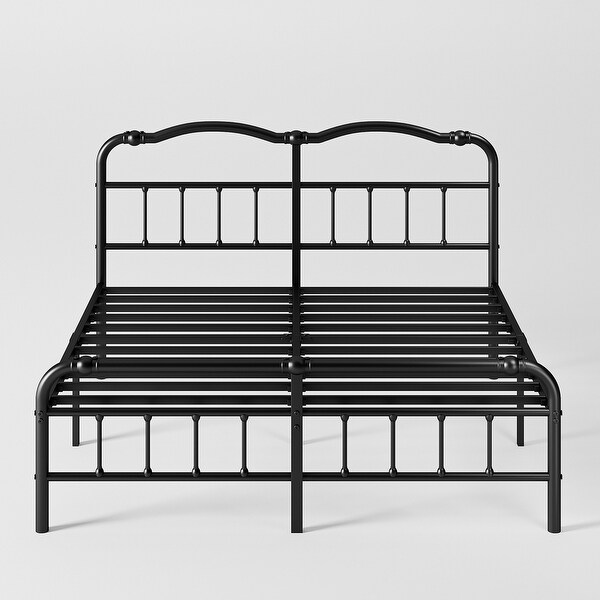 Heavy-Duty Anti-Wobble 14 Inch Bed Frame With Wavy Art Heavy-Duty Anti-Wobble 14 Inch Bed Frame With Wavy Art