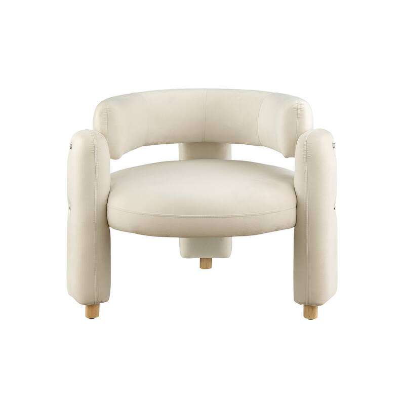 Modern Accent Chair With Solid Wood Frame, For Living Room, Bedroom, Lounge Area, Office - White