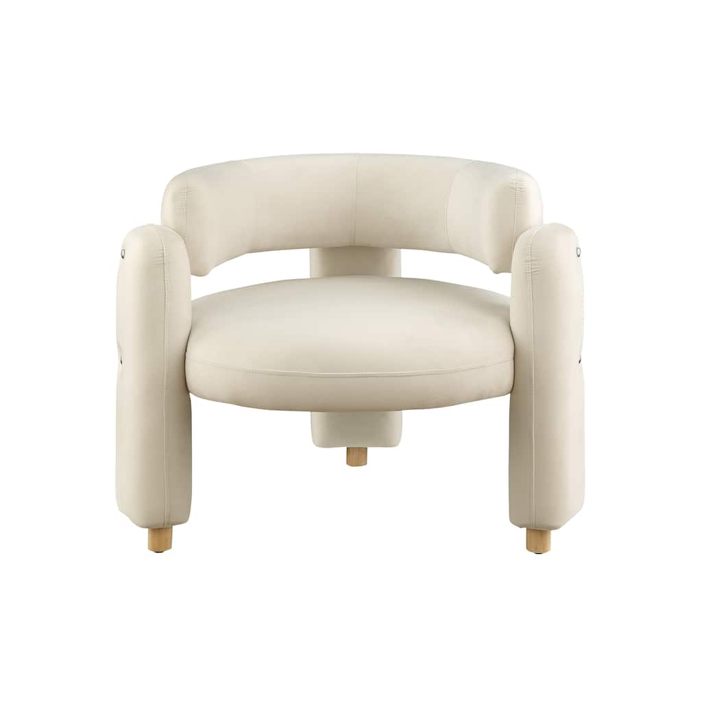 White Modern 35.43" Accent Chair with Solid Wood Frame and Waterfall Seat Cushion