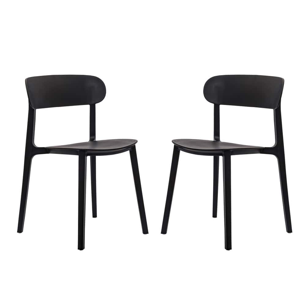 Commercial All-Weather Resin Stack Chair with Contoured Backrest-Set of 2 - 19"W x 19.5"D x 31"H