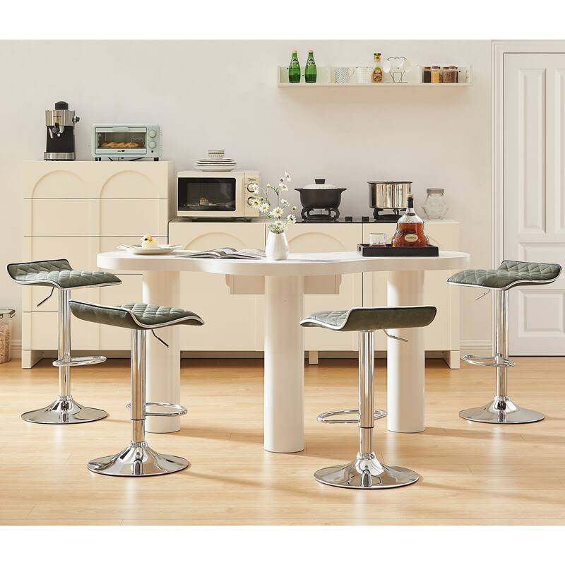VECELO Barstools Adjustable Height Faux Leather Backless Modern Swivel Bar Stools (Set of 2)-Five colors