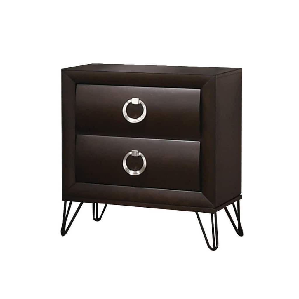 2 Drawers Nightstand with Ring Pulls