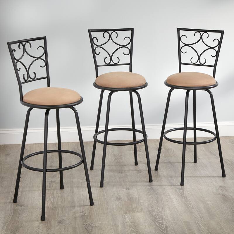 Simple Living Zella Adjustable Height Swivel Barstool (Set of 3)