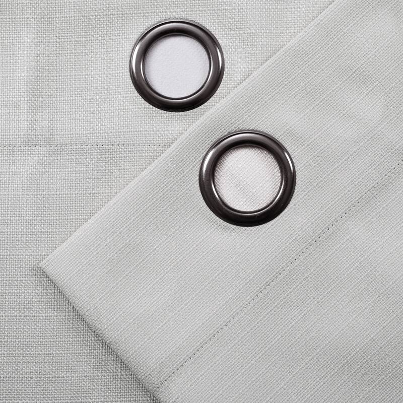 Porch & Den Limpus Faux Linen Grommet Top Blackout Curtain Panel