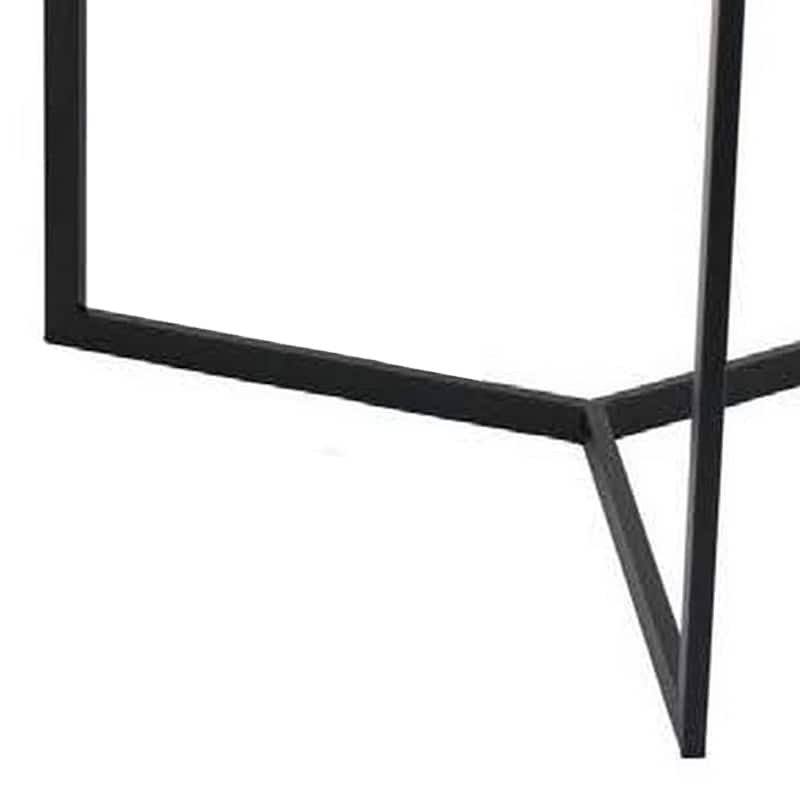 Plant Stand Table Set of 2, Black Metal Frame, Hexagonal White Tabletop