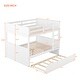 preview thumbnail 4 of 7, Convertible Wood Full Size Bunk Bed with Trundle & Ladder, Solid Wood Detachable Bunkbeds Frame for 3 Kids, Full Over Full Size