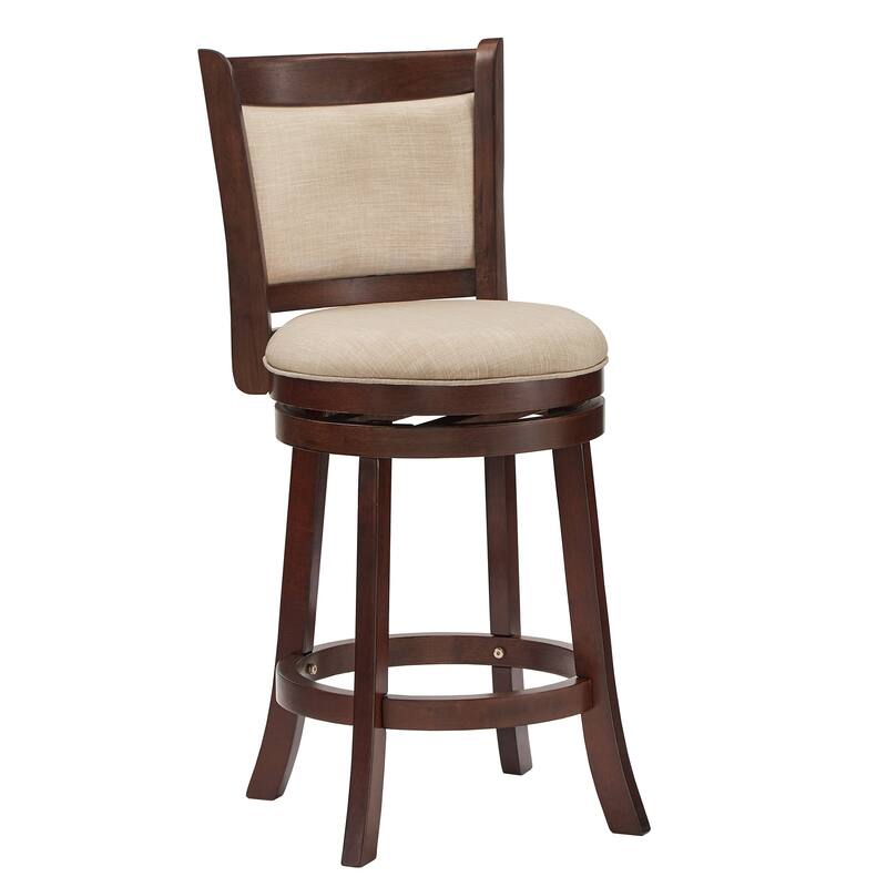 Verona Panel Back Swivel Counter Height Stool by iNSPIRE Q Classic - Cherry-Beige Linen