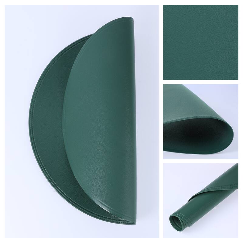 Set of 6 Placemats, Faux Leather Placemats for Kitchen Dining Table Decor Heat Resistant Table Placemats Wipeable Table Mat - Green