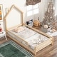 preview thumbnail 2 of 7, Twin Size Montessori Floor Bed with Fences, Wood Twin Kids Bed Frame
