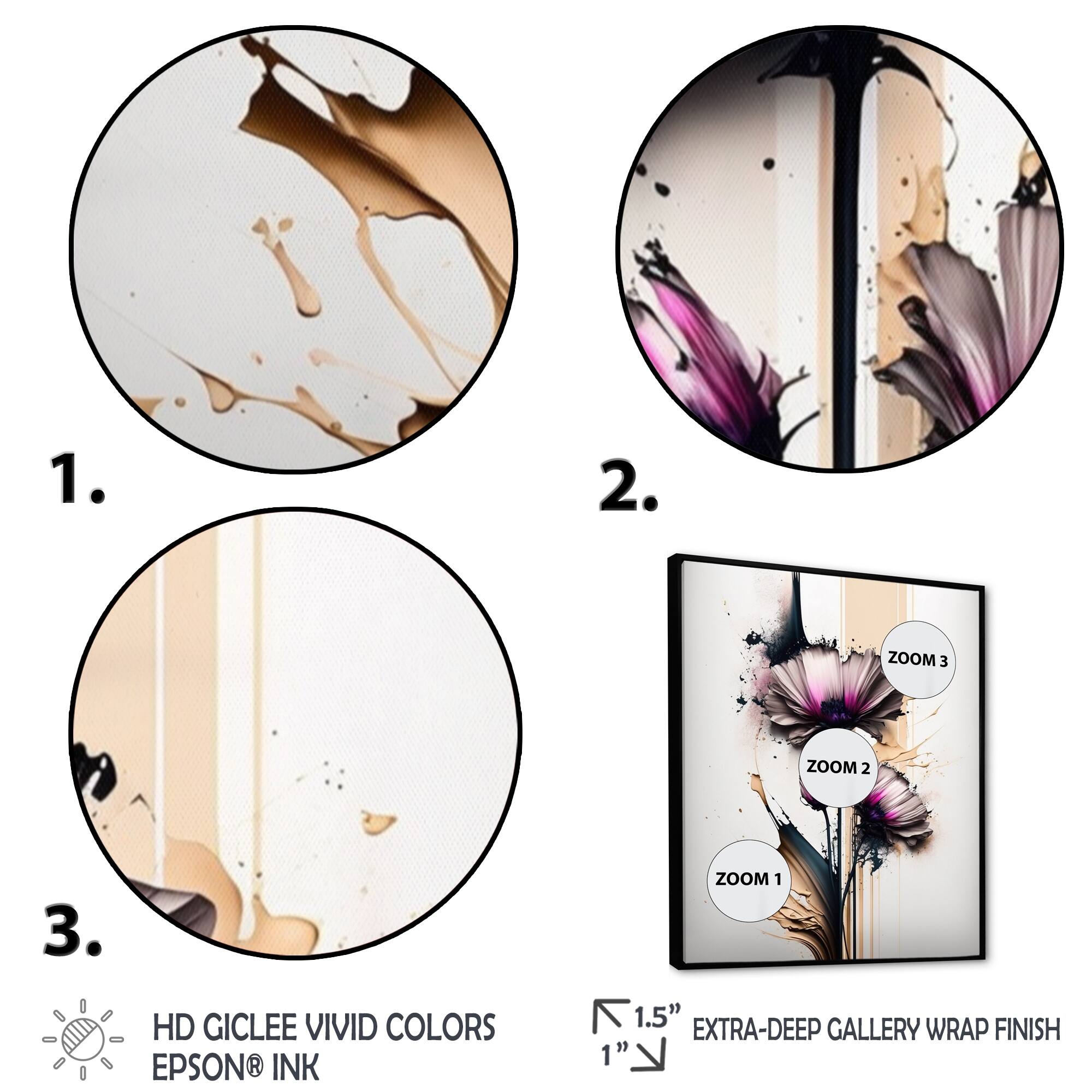 Designart "Pink Gerbera Flower On Abstract Fusion IV" Floral & Botanical Framed Canvas Art Print