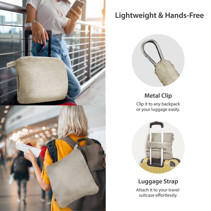 4 in 1 Cozy Practical Travel Throw - Beige