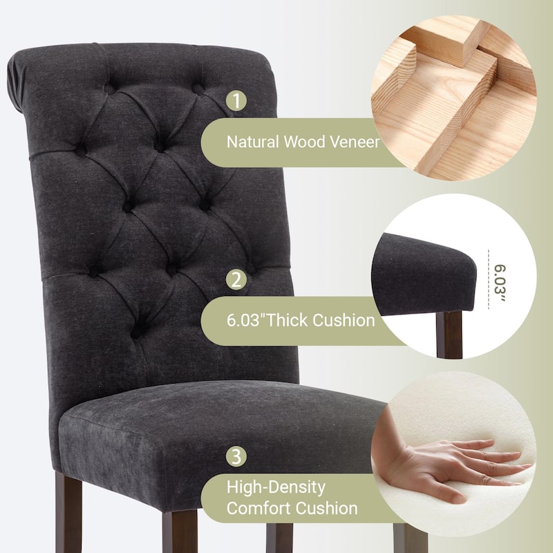 RENEWLINE Tufted Parsons Dining Side Chairs ,Upholstered Fabric Dining Chairs Kitchen Chairs with Padded Seat(Set Of 2)