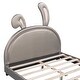 preview thumbnail 18 of 31, Rabbit Themed Platform Bed Full Size PU Leather Upholstered Bed with Sturdy Pinewood Frame and Slatted Support