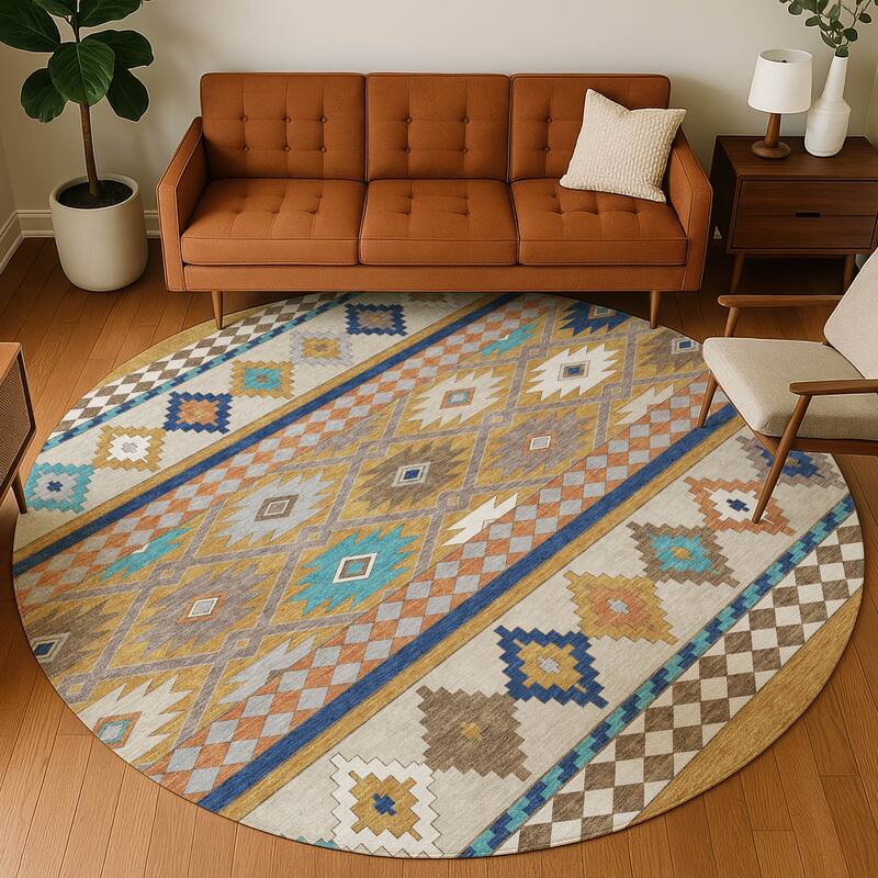 Machine Washable Indoor/ Outdoor Global Clemente Chantille Rug