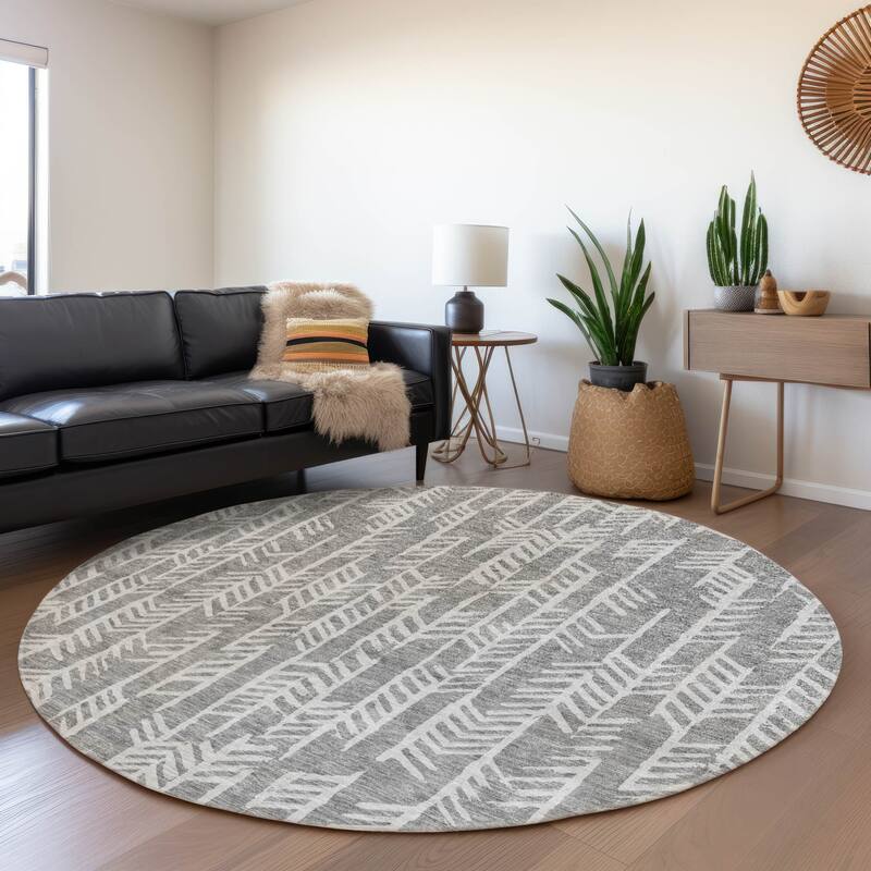 Premium Washable Super Soft Modern Arrows Mayfield Rug - Gray - 8' x 8'