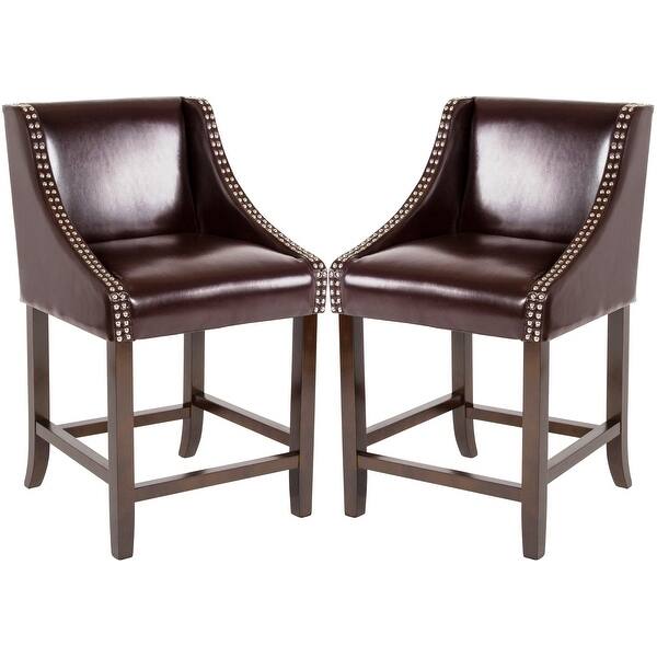 Brown Bonded Leather Upholstered Counter Height Dining Stools with