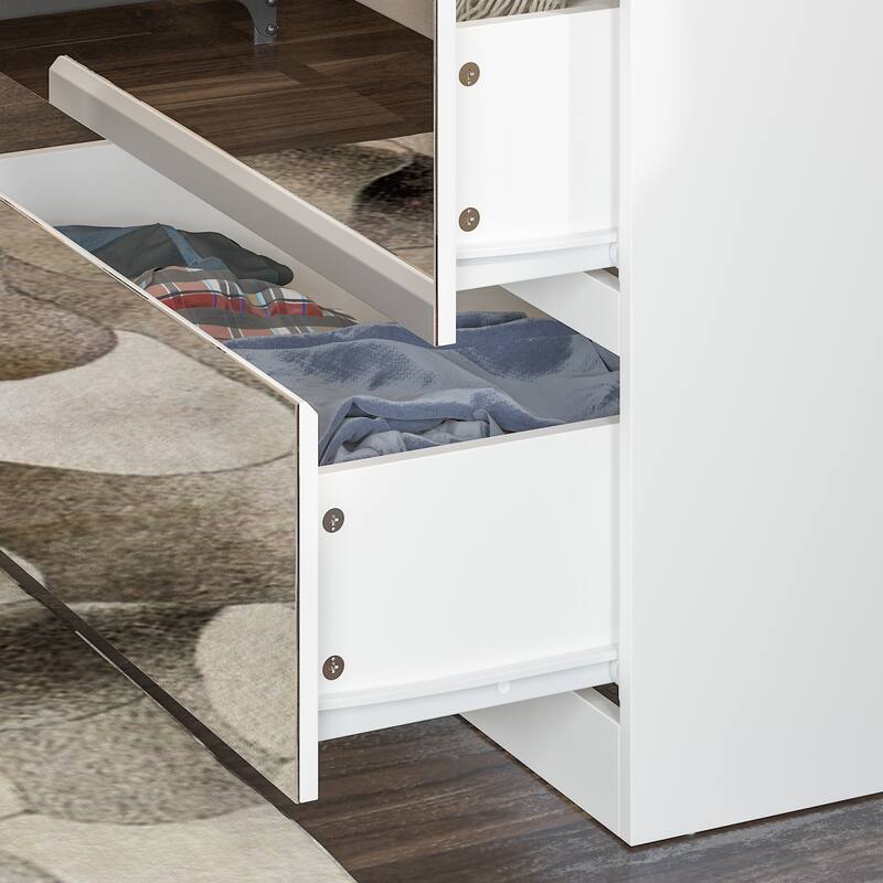 Modular Wardrobe (White with All Mirror) Closet Cabinet Armoires