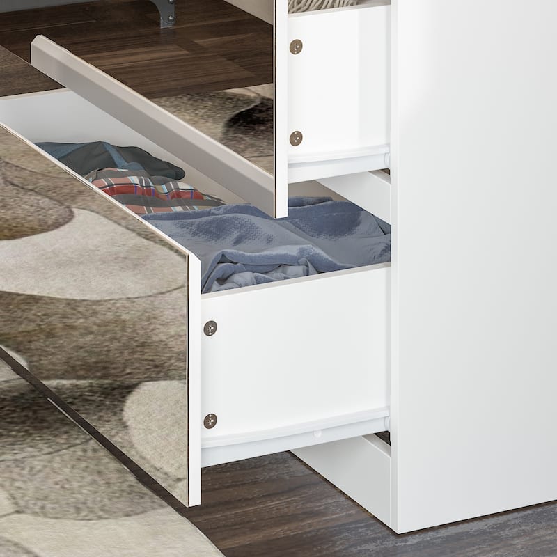 White Large Modular Modern High Gloss Wardrobe Armoire Mirrored Doors