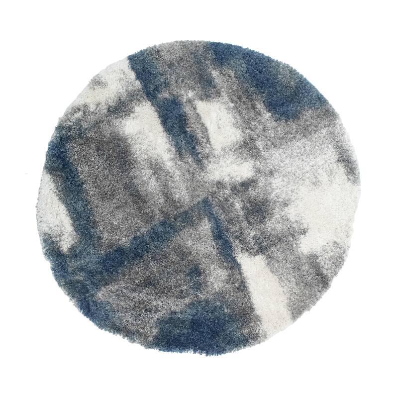 Noori Rug Lux Walsh Abstract Modern 2-inch Thick Shag Rug - 5'0" x 5'0" - Blue/Grey