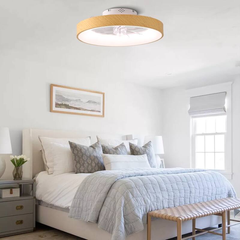 Cusp Barn 20" Modern RGB Ceiling Fans with Light, Low Profile Flush Mount Smart Ceiling Fan with Alexa/Tuya APP/Voice Control