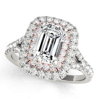 Auriya 14k Rose Gold Lab Grown Emerald Diamond Halo Engagement Ring 0.50 to 5.00 ct. tw. (F-G VS)
