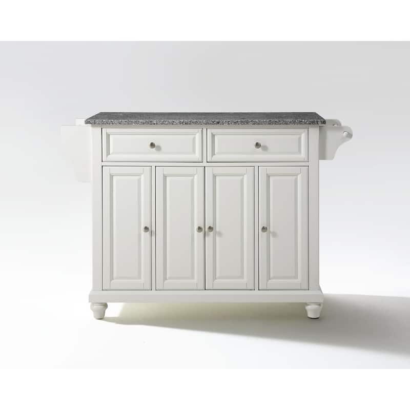 Full Size Kitchen Island - Portable Kitchen Cart with Storage & Granite Countertop