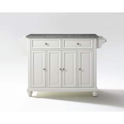 Full Size Kitchen Island - Portable Kitchen Cart with Storage & Granite Countertop