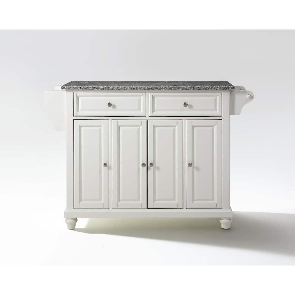Full Size Kitchen Island - Portable Kitchen Cart with Storage & Granite Countertop