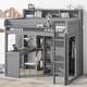 preview thumbnail 2 of 24, Elegant Sturdy Wood Twin Loft bed with Multiple Storage Shelves and Wardrobe, Built-in desk and Full-length Guardrails, Grey