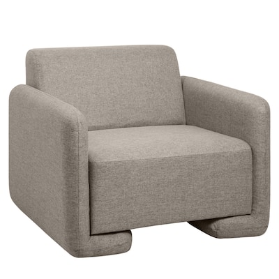 Nyta Mid-Century Accent Armchair in Deep Foam Seat, Boucle or Linen Upholstery, and Plastic Glides with Solid Wood Support