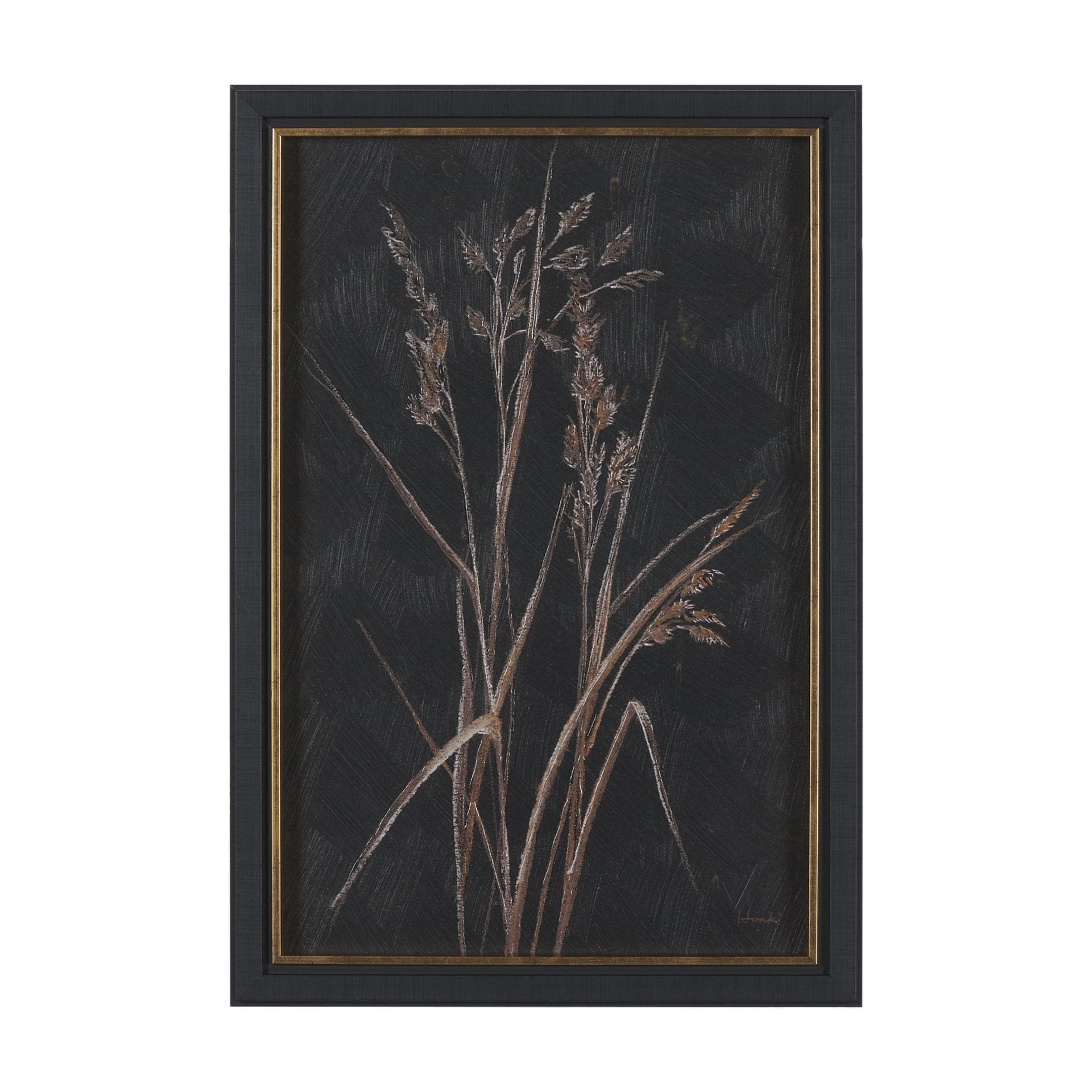 Golden Grasses I by Studio Hand Embelished Textured Framed Artwork Matted