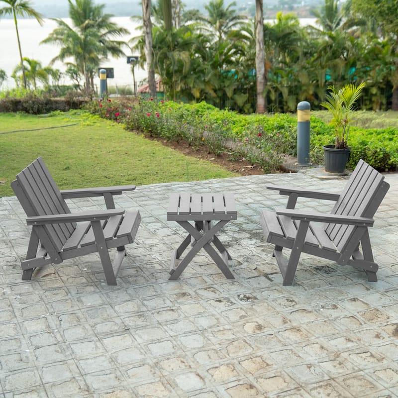 Amalfi Fully Assembled All-Weather Outdoor Folding Modern Adirondack Chair and Table Set - 3-piece