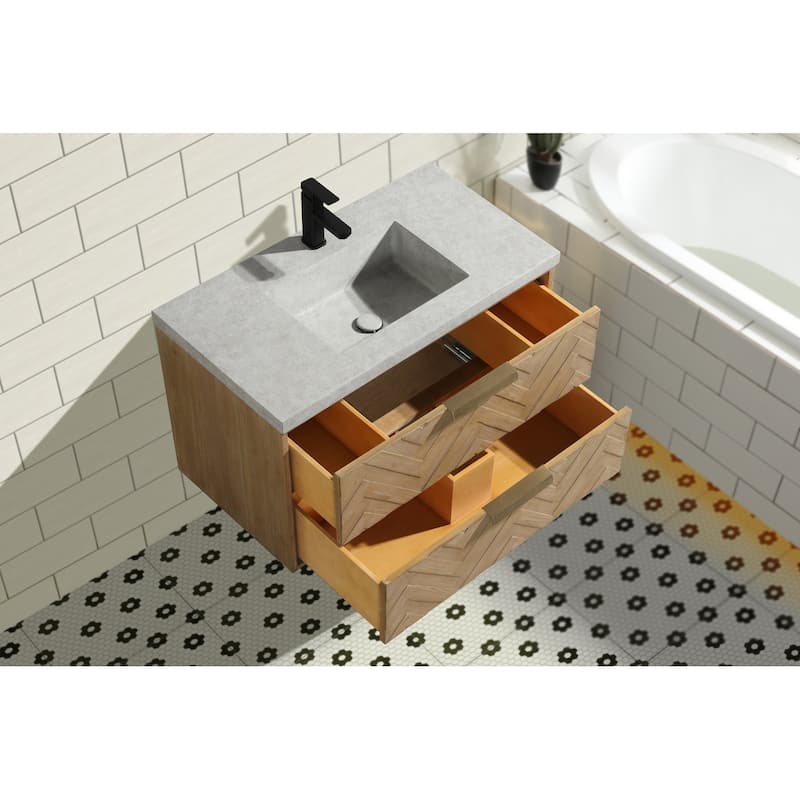 Ari Bath Carlsbad 36" Floating Bathroom Vanity Weathered Fir