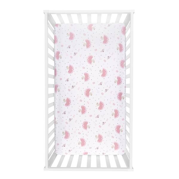 slide 2 of 10, Sammy & Lou Blooming Ballet Pink, White and Gray 4 Piece Crib Bedding Set Flowers