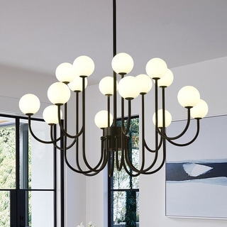 16 Light Black Mid Century Chandelier Modern Sputnik Chandelier for ...