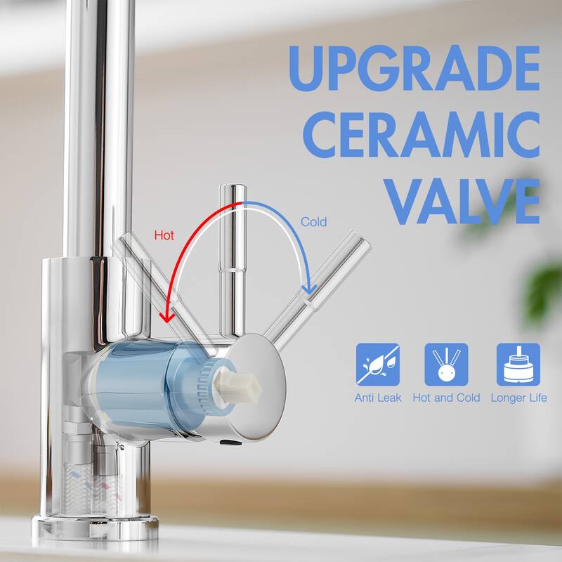 Waterfall Single Hole Kitchen Faucets with Pull Down Sprayer