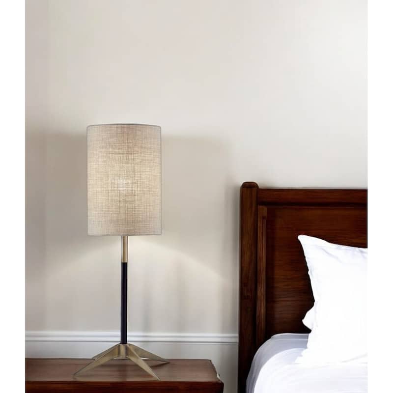 HomeRoots 27" Antiqued Brass Metal Table Lamp With Brown Drum Shade - 9.25 - 9.25