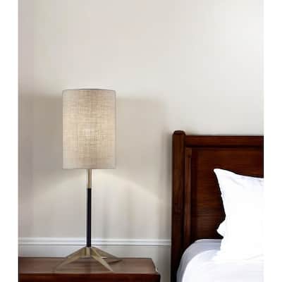 HomeRoots 27" Antiqued Brass Metal Table Lamp With Brown Drum Shade - 9.25