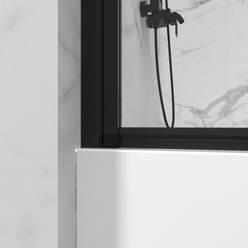 55"H x 31.5"W Black Pivot Shower Door,1/4" Tempered Glass,100k Tests - 55" H X 31.5" W
