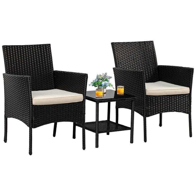Rhine Modern 3-Piece Rattan Outdoor Conversation Chair and Table Set by Furniture of America