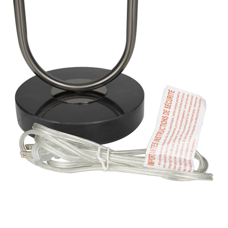 Metal Oval Shaped Room Accent Lamp with Marble Base - Black - Roche River Decor
