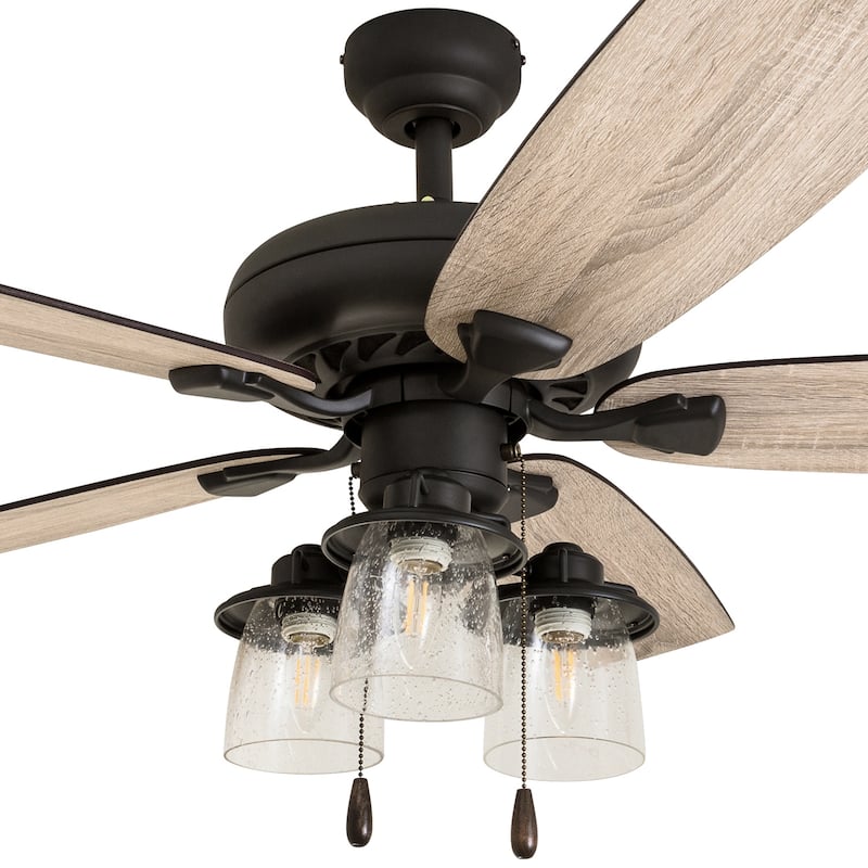 The Gray Barn Chevening 52-inch Coastal Indoor LED Ceiling Fan with Pull Chains 5 Reversible Blades - 52