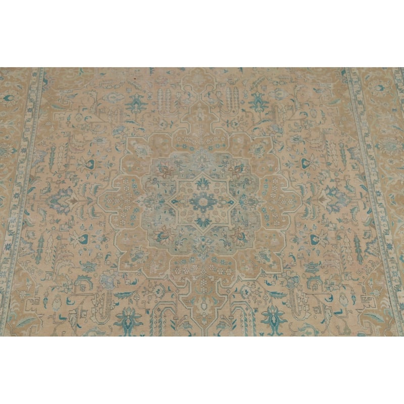 Distressed Tabriz Persian Vintage Area Rug Handmade Wool Carpet - 7'10"x 11'9"