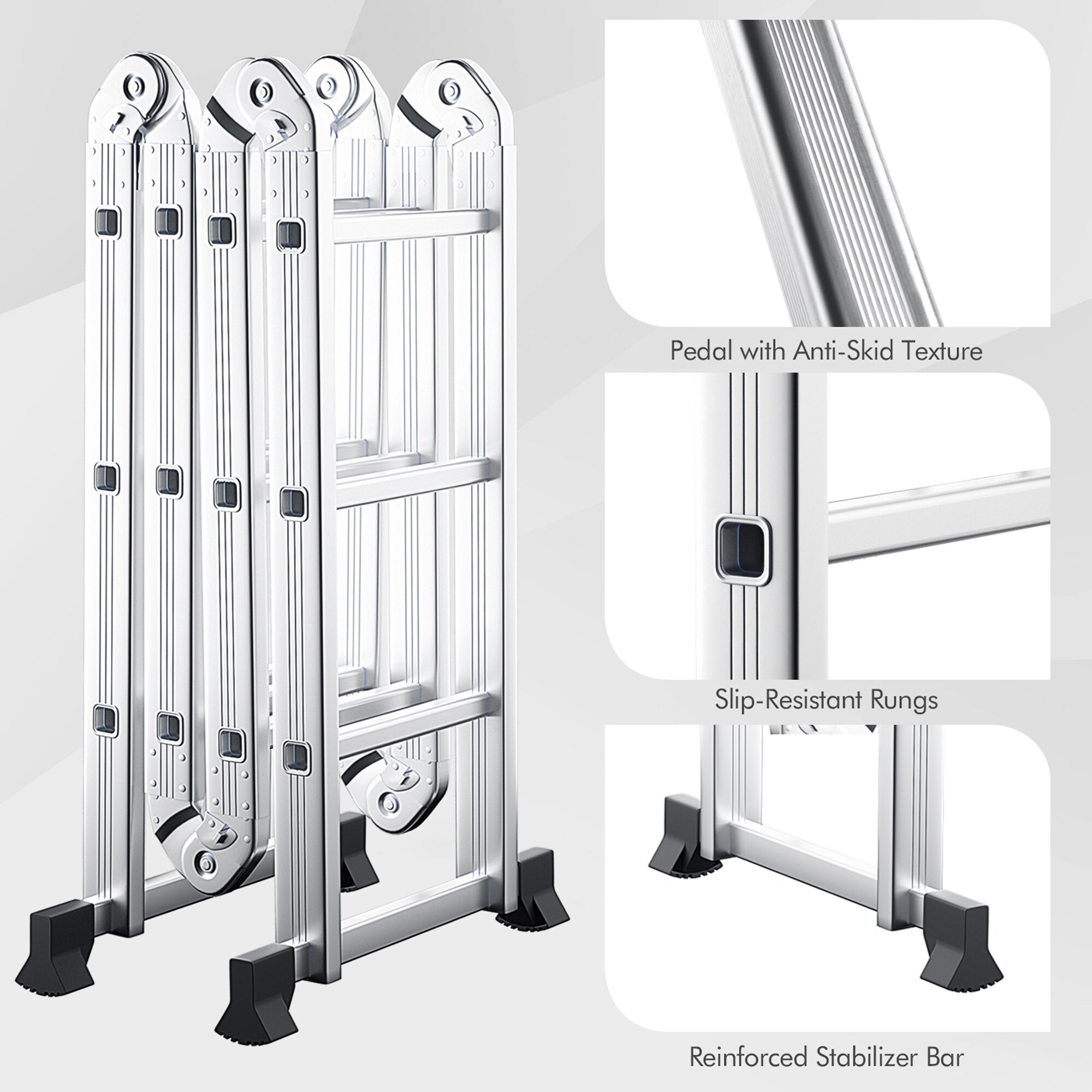 Gymax 12Ft Folding Step Ladder 7-in-1 Aluminium Alloy Extension Ladder - On  Sale - Bed Bath & Beyond - 29204609