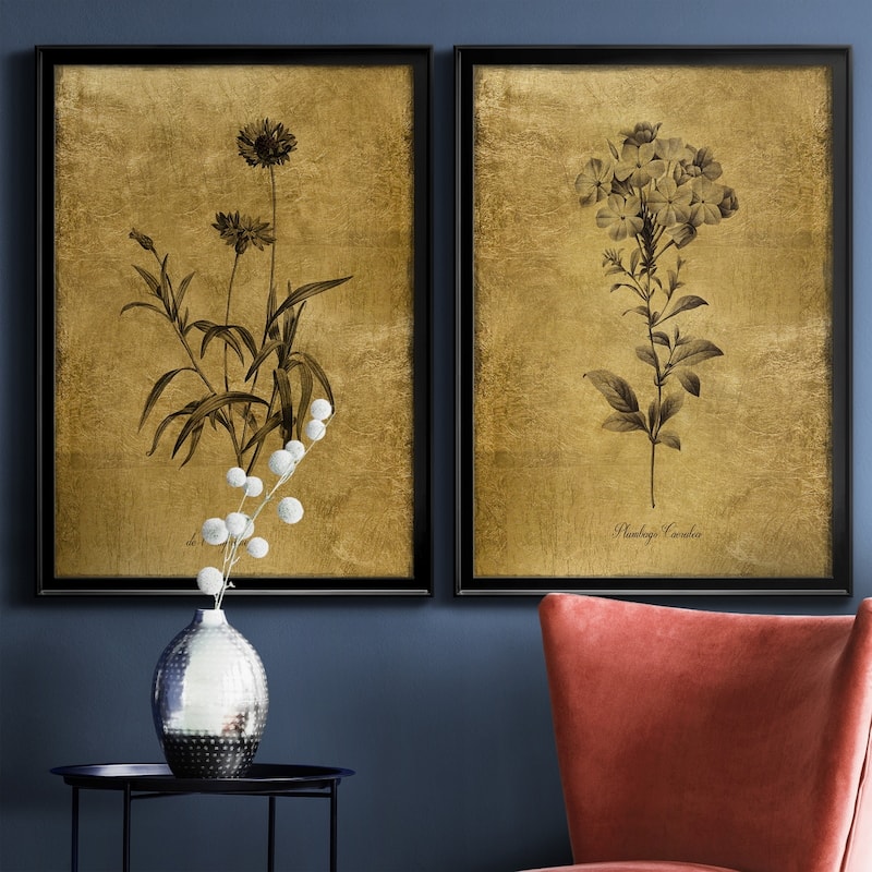 Gold Sketch Botanical I Premium Framed Print - Ready to Hang - Multi-Color