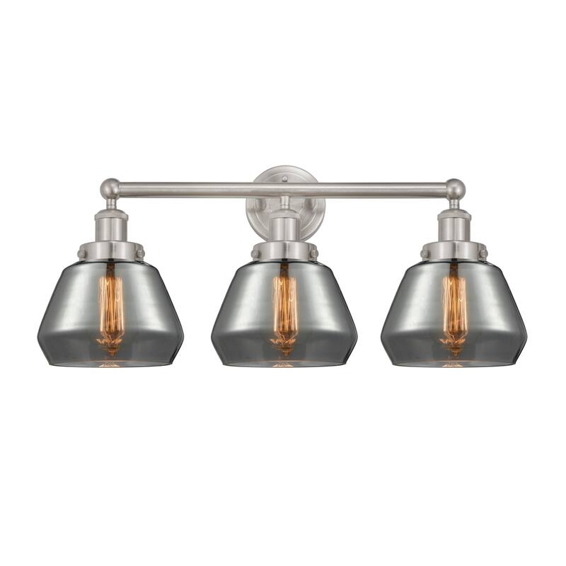 Innovations Lighting 616-3W-10-25 Fulton Vanity Fulton 3 Light 25" - Brushed Satin Nickel / Plated Smoke