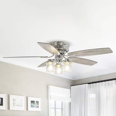 52" Classic Wood 5-Blade Low Profile Ceiling Fan with Remote