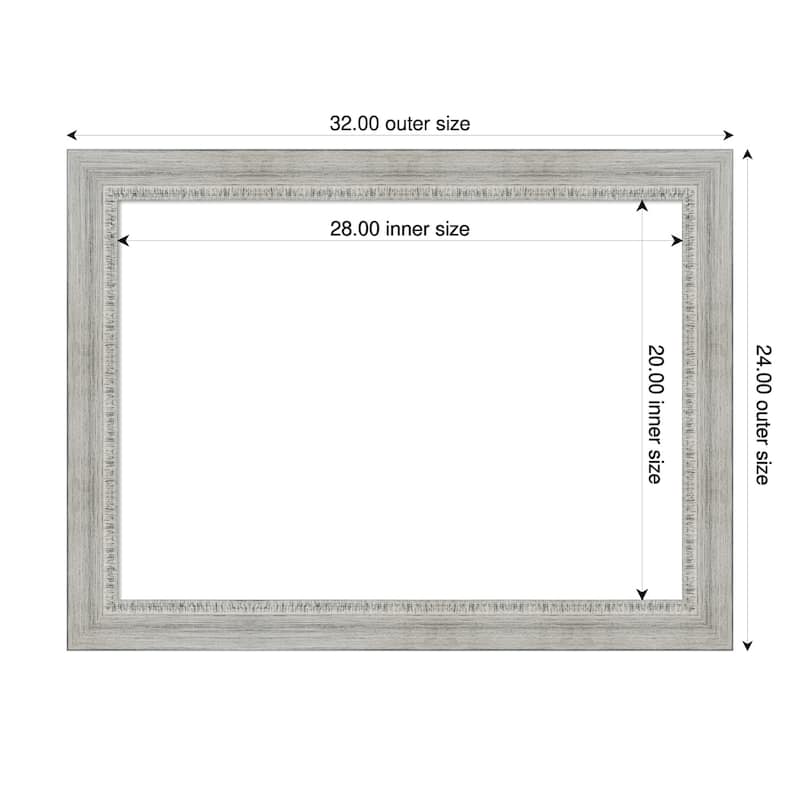 Amanti Art Rustic White Wash Framed Dry Erase Magnetic Board - 32 x 24 in
