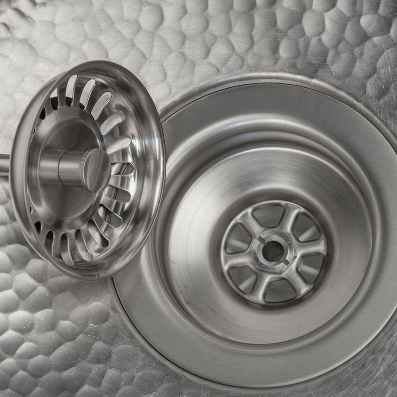 20" Rectangle Hammered Copper Kitchen/Bar/Prep Single Basin Sink in Nickel, Matching Drain and Accessories